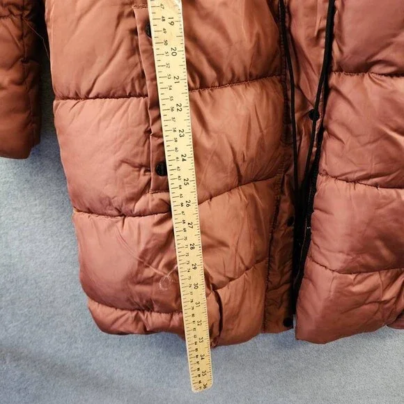Steve Madden Plus Size Hooded Puffer Utility Coat Womens 1X Terracotta Zip Snap - Picture 7 of 14